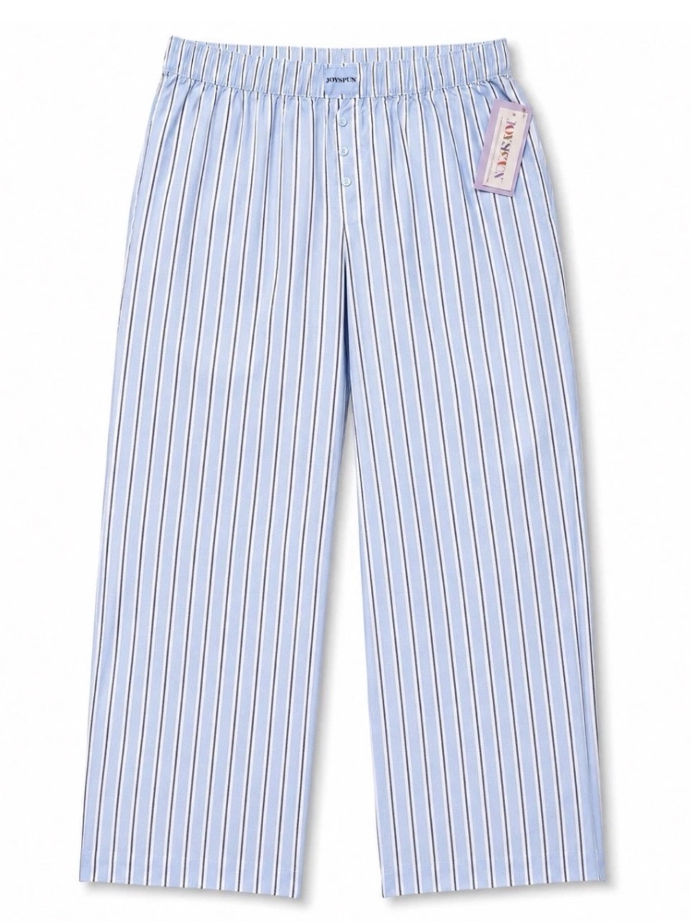 Light Blue Striped Women's Pull-On Pants